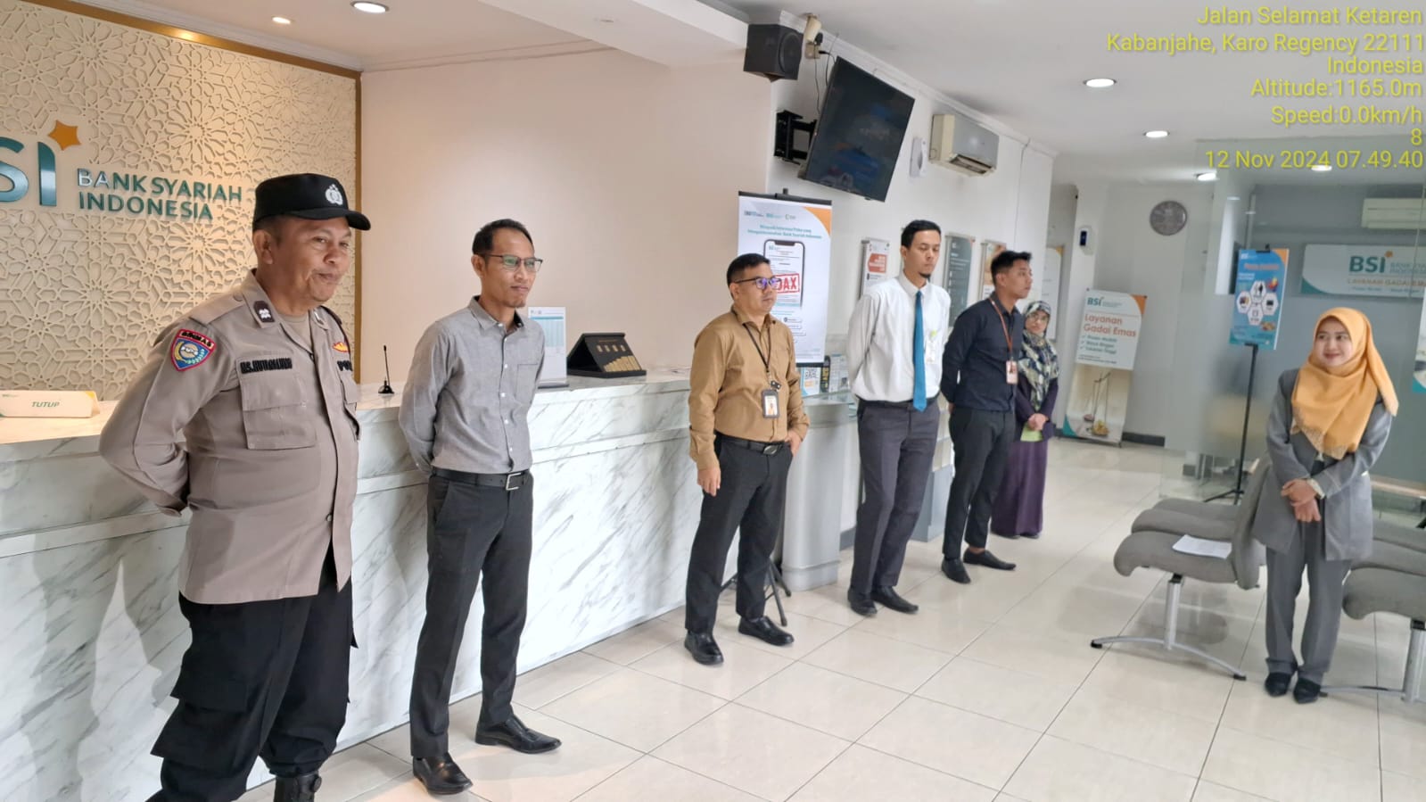 Polres Tanah Karo Laksanakan Sosialisasi Perpol Nomor 4 Tahun 2020 DI Bank BSI Kanca Kabanjahe