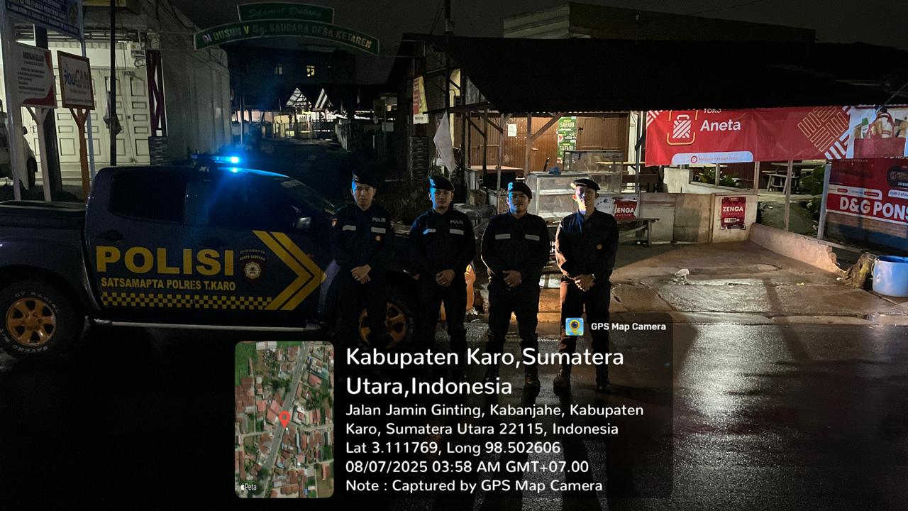 Sat Samapta Polres Tanah Karo Gelar Patroli Stasioner Malam, Cegah 3C dan Tawuran di Titik Rawan