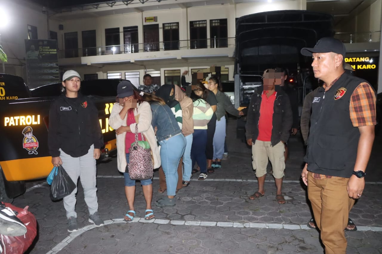 Satreskrim Polres Tanah Karo Razia Tempat Hiburan dan Penginapan, Amankan 18 Orang Diduga Terlibat Prostitusi