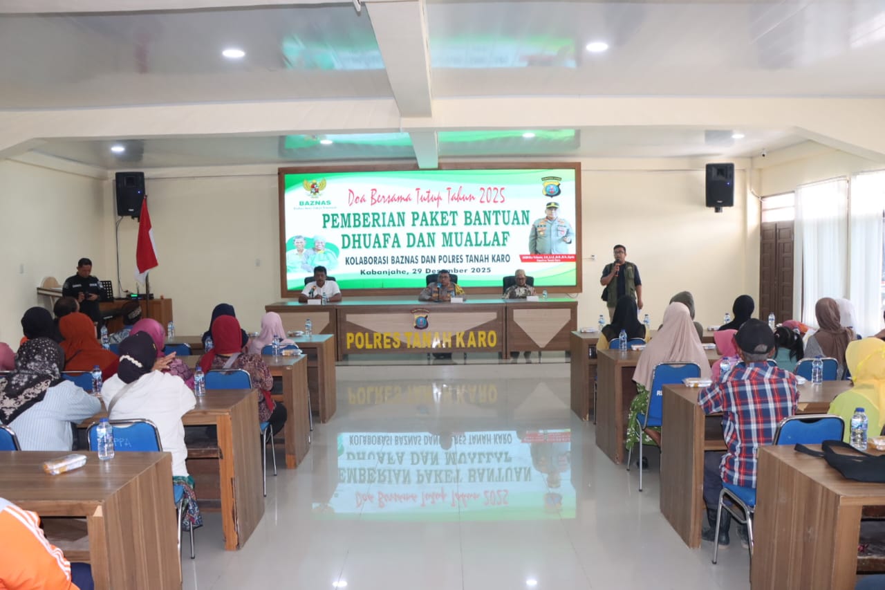 Polres Tanah Karo Gelar Doa Bersama Tutup Tahun dan Pasca Bencana, Salurkan Bantuan Sembako