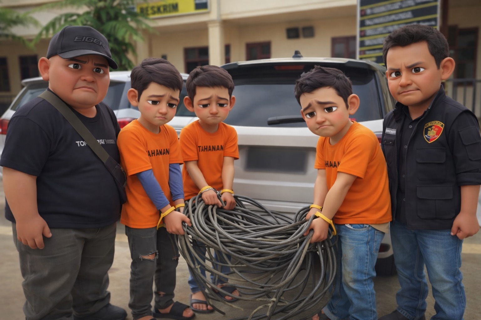 Polres Tanah Karo Amankan Tiga Pelaku Pencurian Kabel Tower