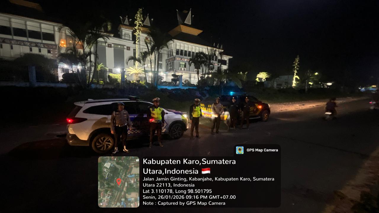 Cegah 3C dan Gangguan Kamtibmas, Polres Tanah Karo Gelar Patroli Malam