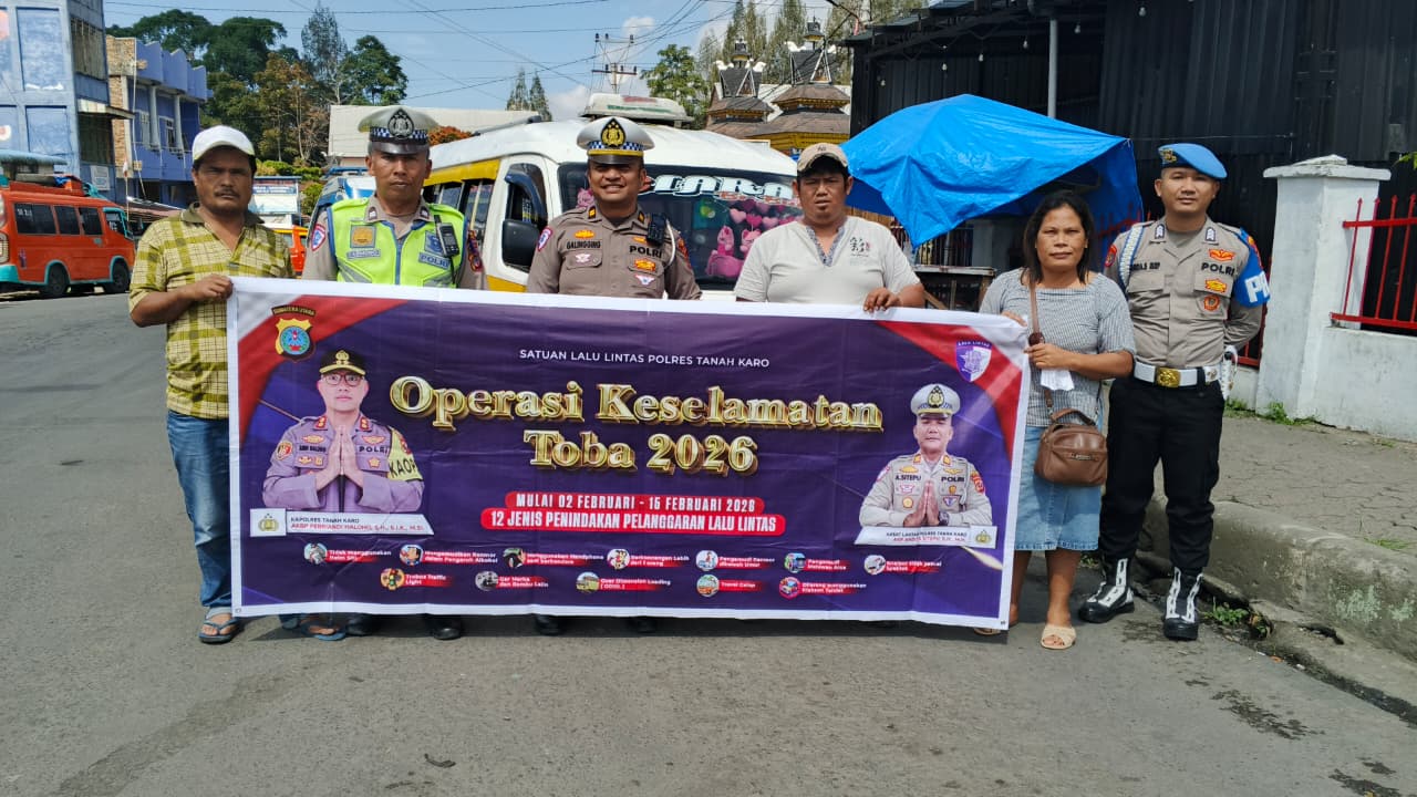 Hari Keempat Ops Keselamatan Toba 2026, Satlantas Polres Tanah Karo Gelar Sosialisasi di Dua Simpang Strategis Kabanjahe
