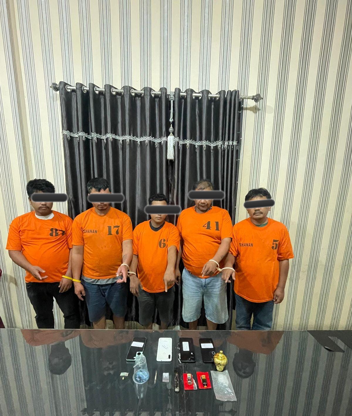 Lima Pria Diamankan Satresnarkoba Polres Tanah Karo, Sabu Hampir 8 Gram Disita