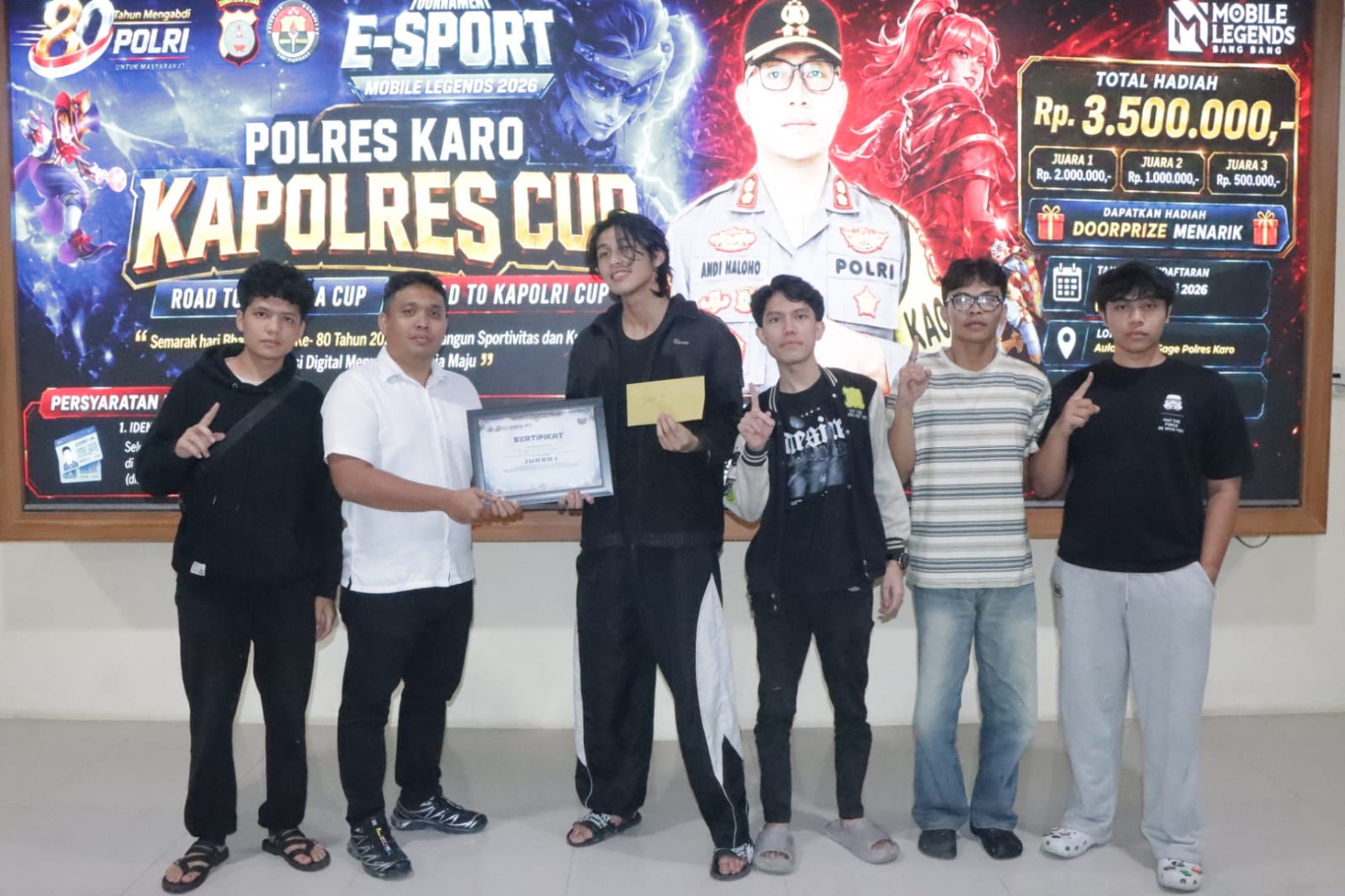 SUPER NINE Juarai Kapolres Cup Mobile Legends, Siap Wakili Polres Karo ke Tingkat Polda